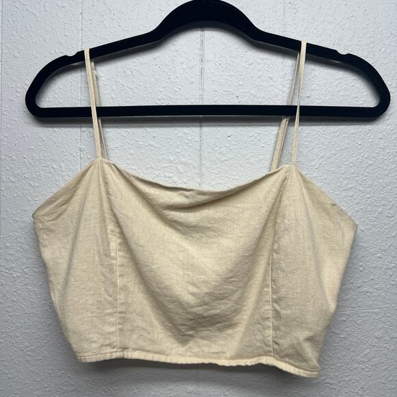 Forever21 Linen Blend Coquette Chic Beach Coastal Feminine Womens Crop Top Large - Picture 1 of 7